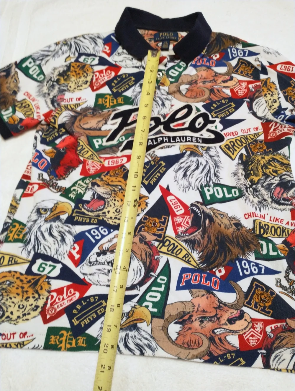 Polo Ralph Lauren Banner Logo College Pennant Polo Shirt Youth Boys Large 14-16